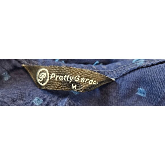 PRETTY GARDEN Womens Swiss Dot Navy One Shoulder Tiered Ruffle Midi Dress Size M - Picture 10 of 12